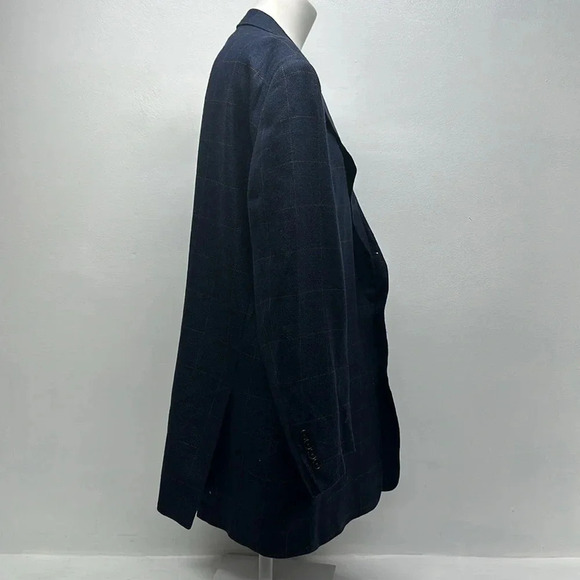 Ermenegildo Zegna Blazer Sports Coat Jacket Button Down Wool Silk Plaid Blue 46R - Picture 5 of 13